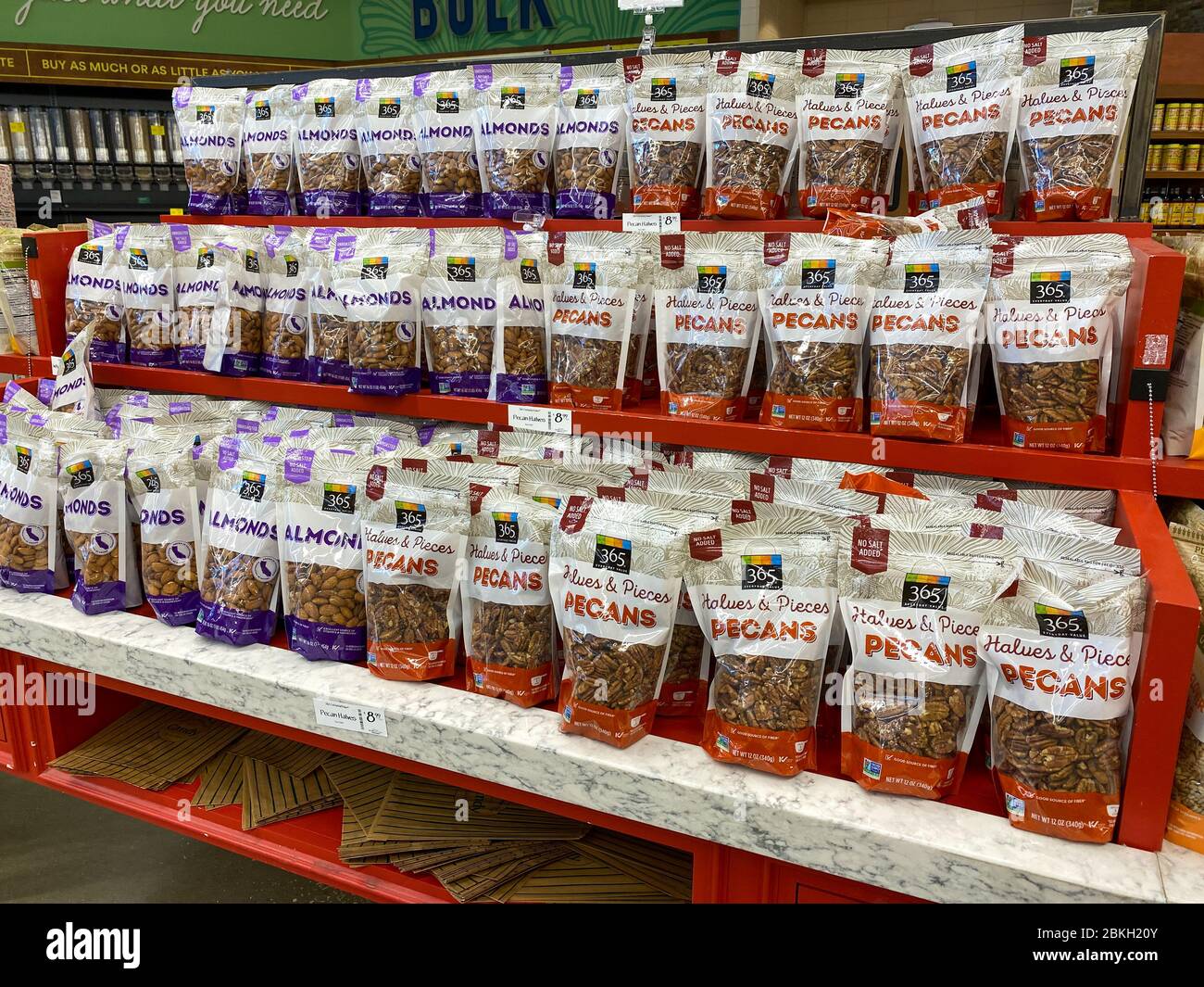 Orlando,FL/USA5/3/20 A display of bags of Almonds and Pecans at a