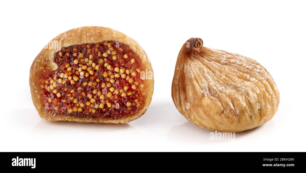 dried figs macro isolated on white background Stock Photo