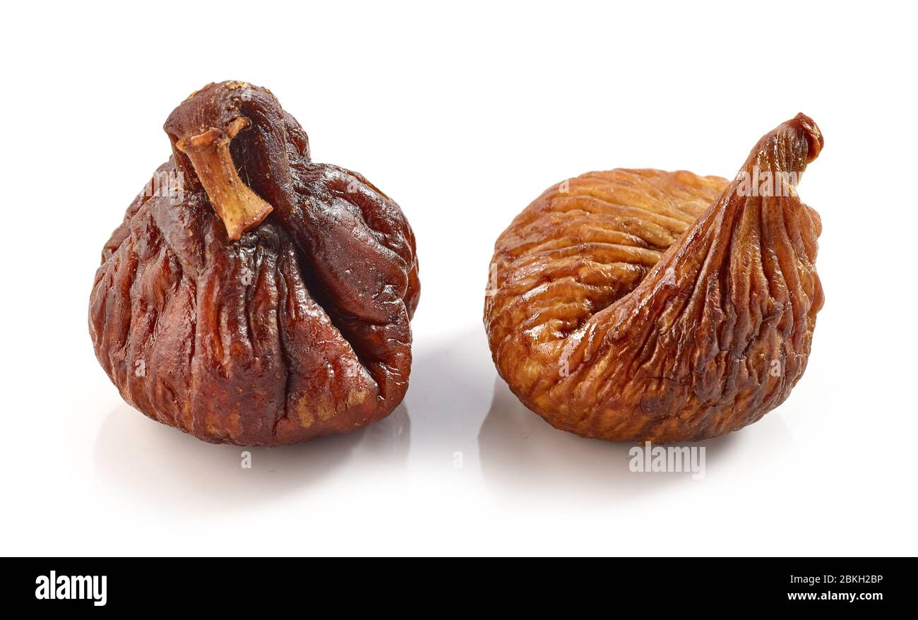 dried figs macro isolated on white background Stock Photo