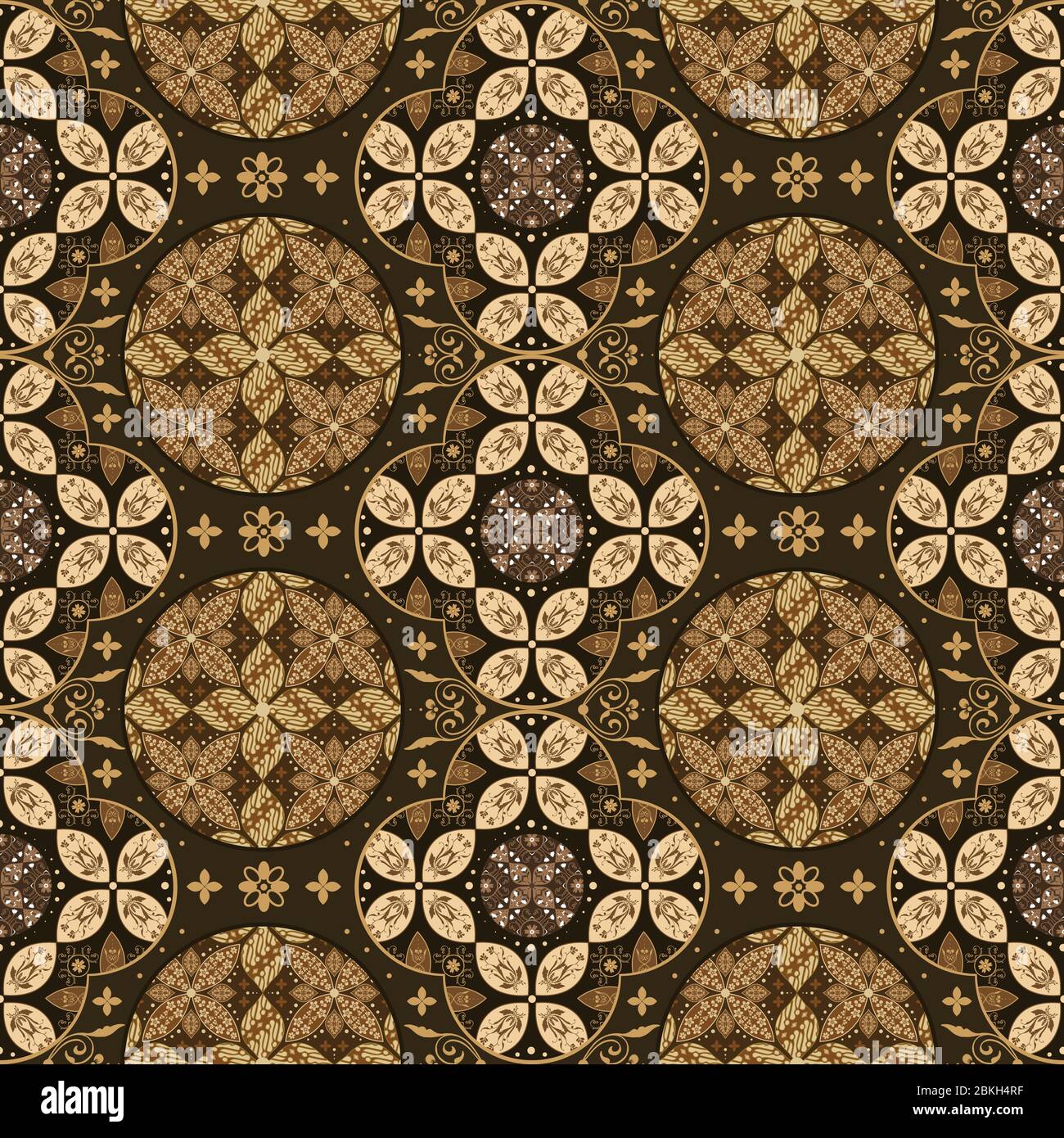 Elegant circle pattern on Java batik design with brown color design