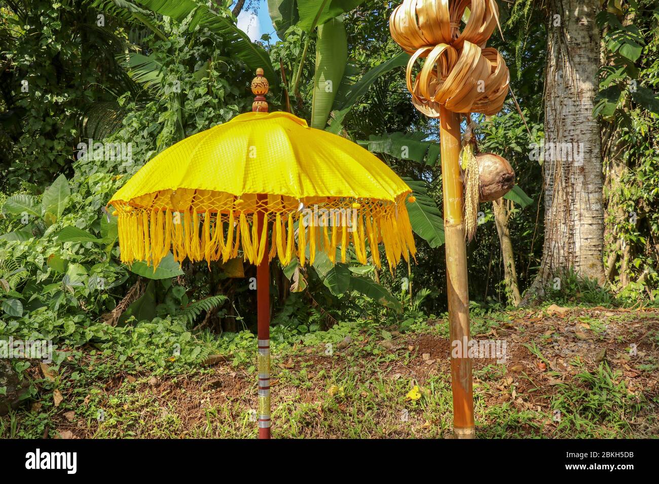 Decoration of Hindu temple complex Batukaru on Bali island in Indonesia