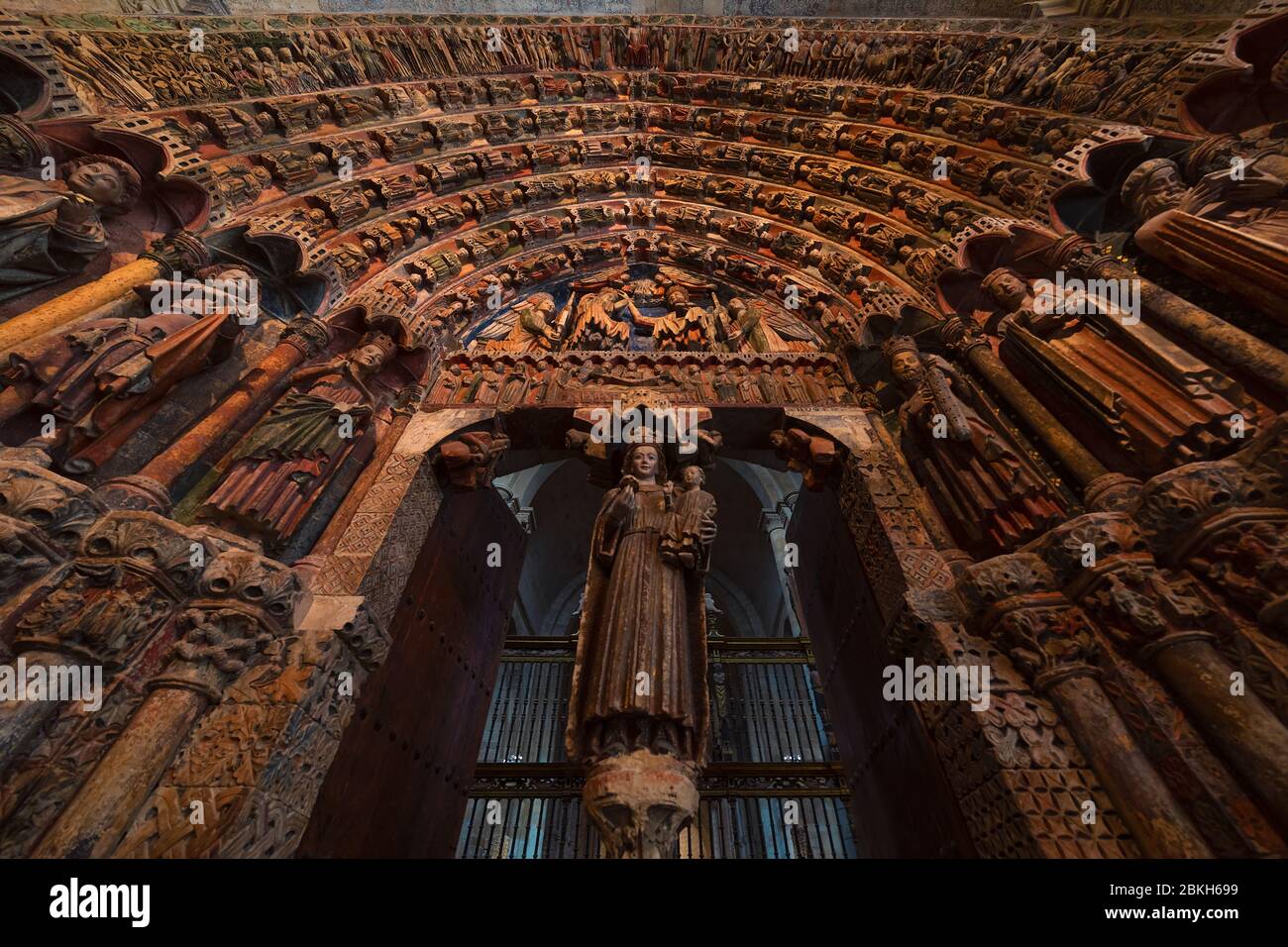 Portico de la majestad in Toro church, Zamora Stock Photo