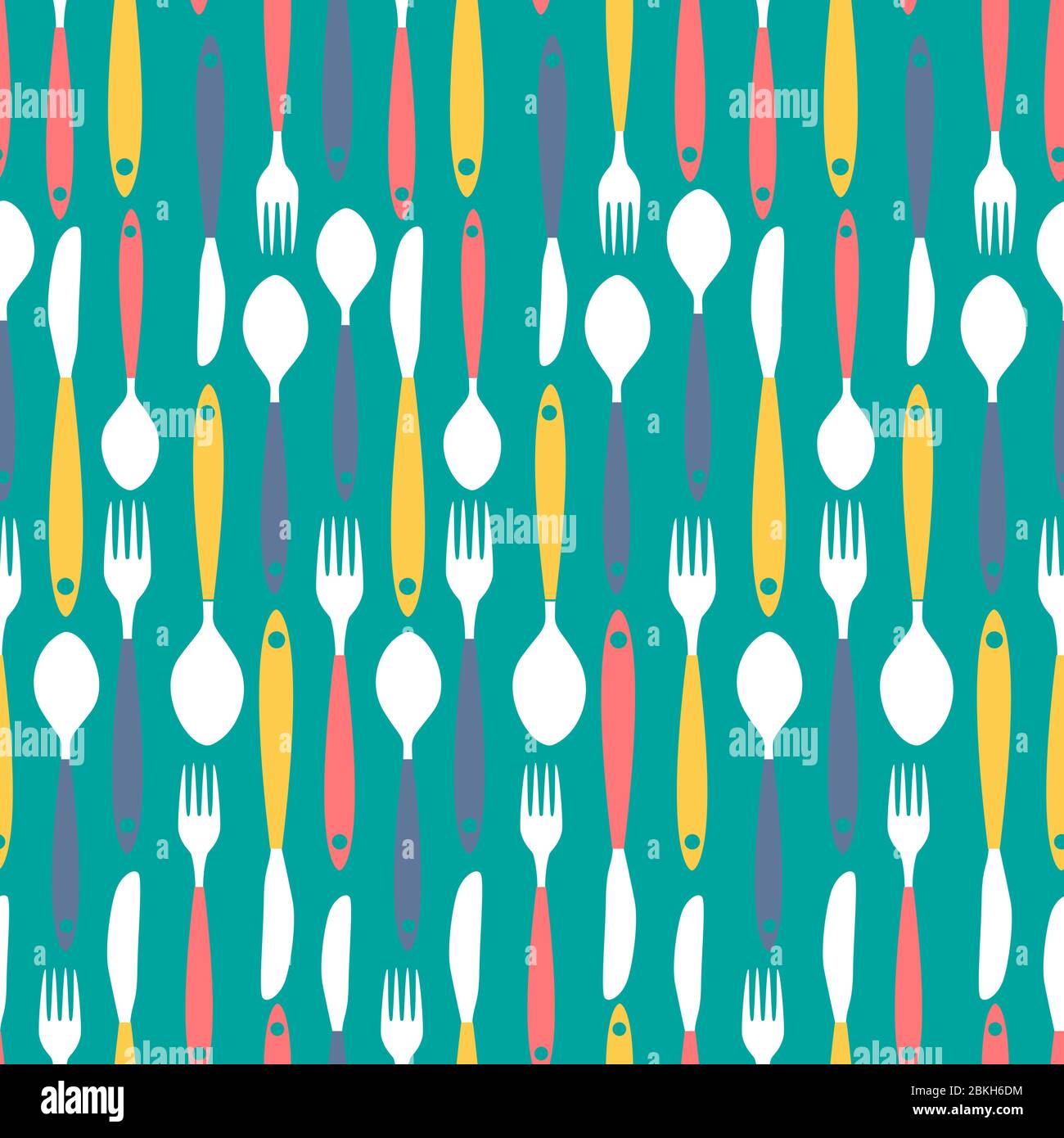 Seamless Pattern with Forks, Spoons end Knifes. Vector Illustration Stock Vector