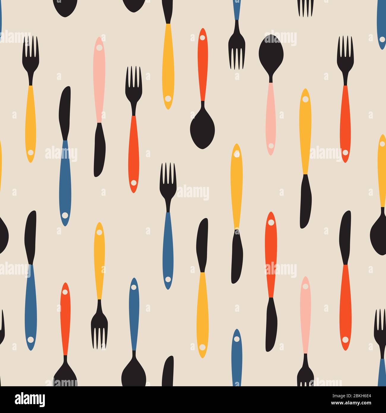 Seamless Pattern with Forks, Spoons end Knifes. Vector Illustration Stock Vector