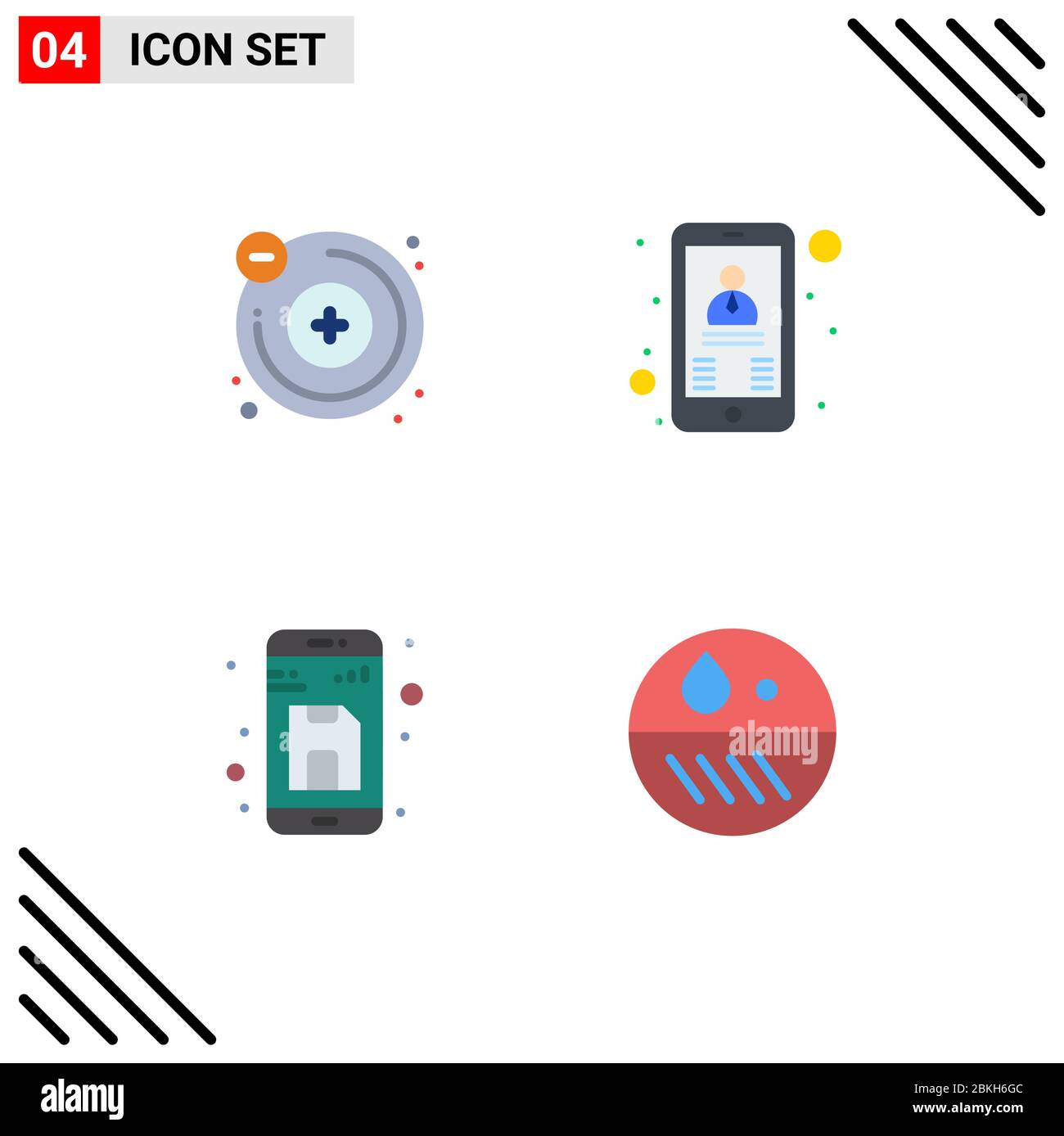 Pictogram Set of 4 Simple Flat Icons of atoms, file, contact, boss, up Editable Vector Design Elements Stock Vector