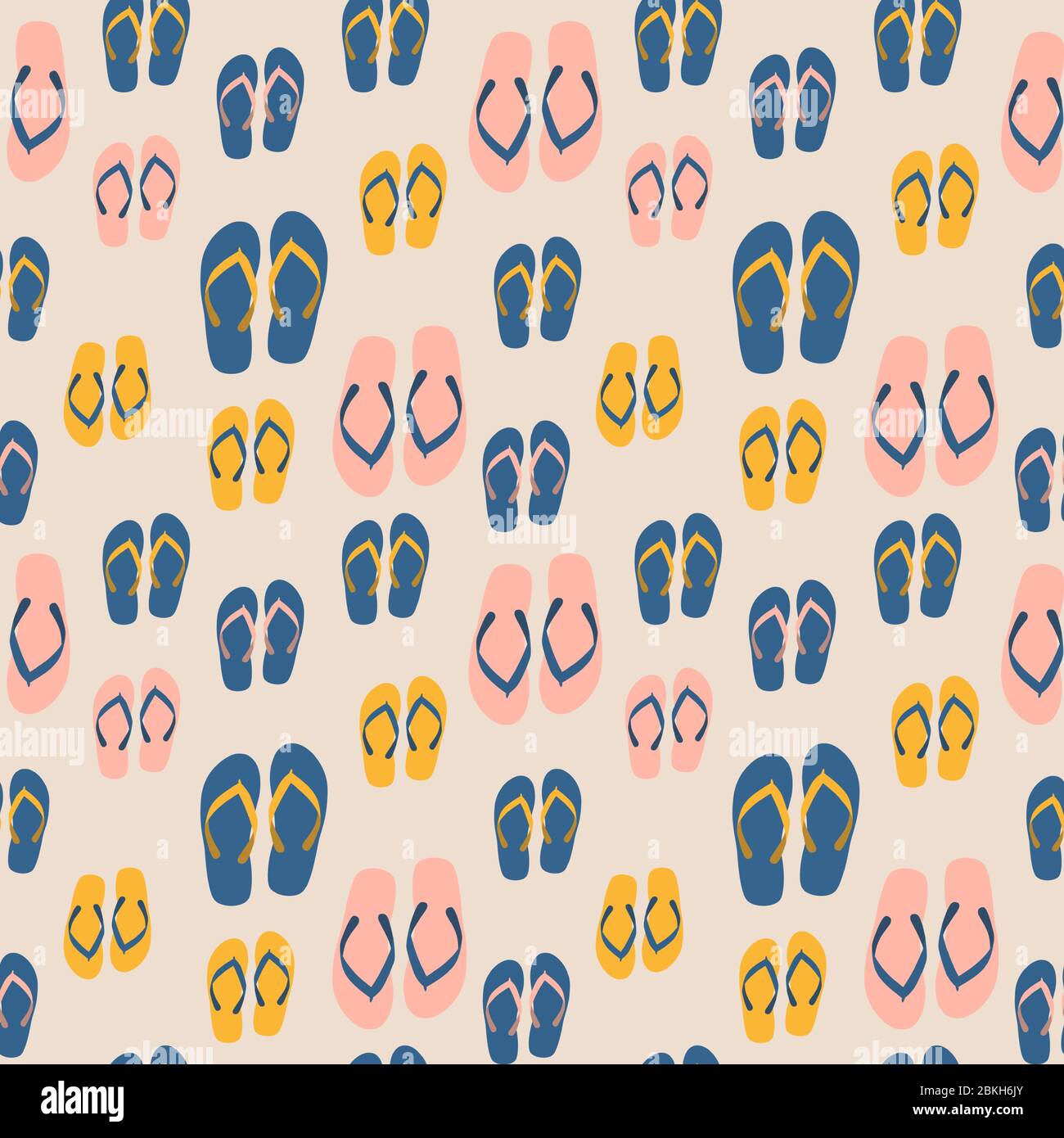 Beach Seamless Background with Flip Flops Vector Illustration Stock Vector