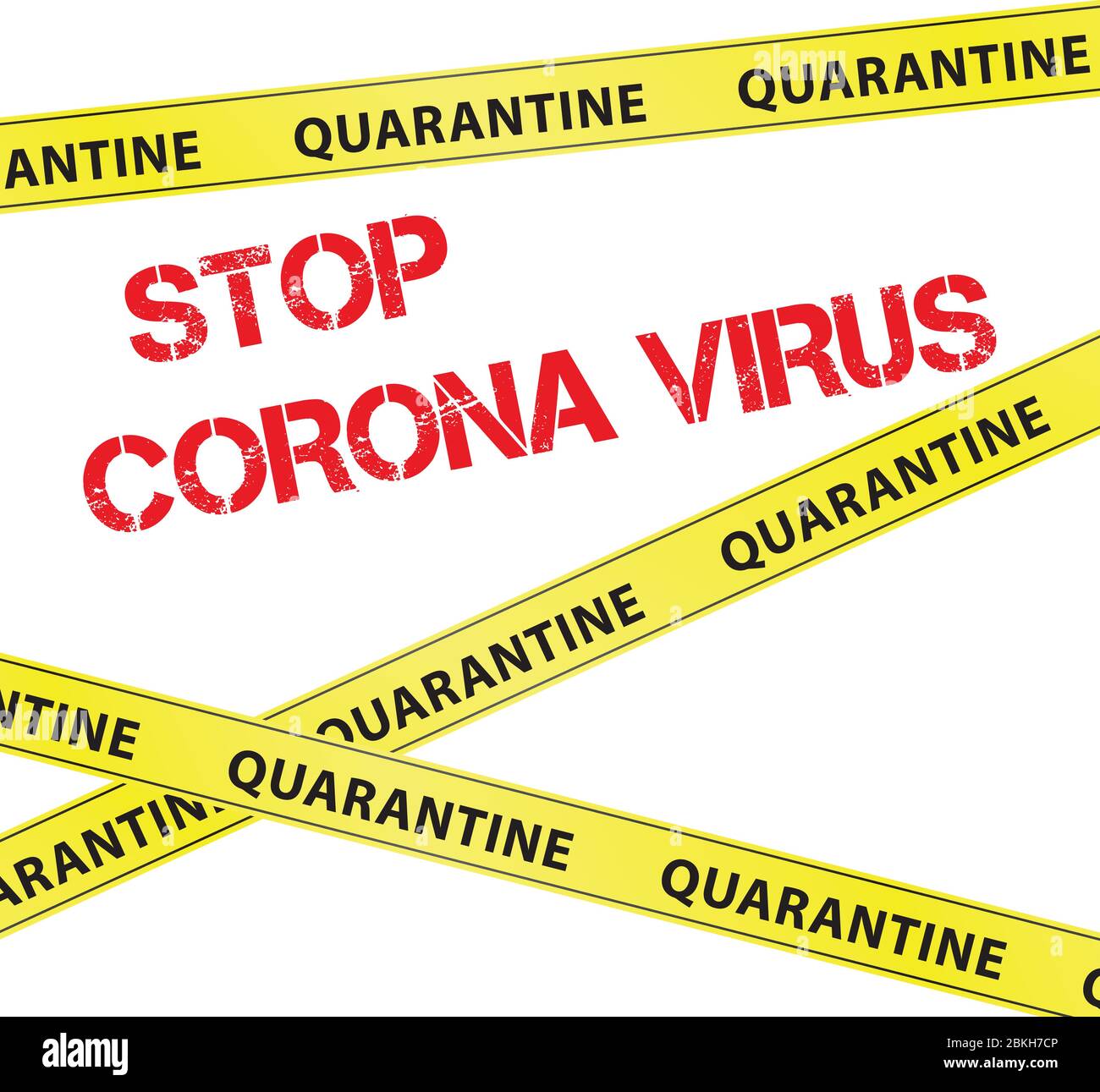 Yellow warning tape strips with the text "QUARANTINE", caution concept, isolated on white background, transparent vector Stock Vector