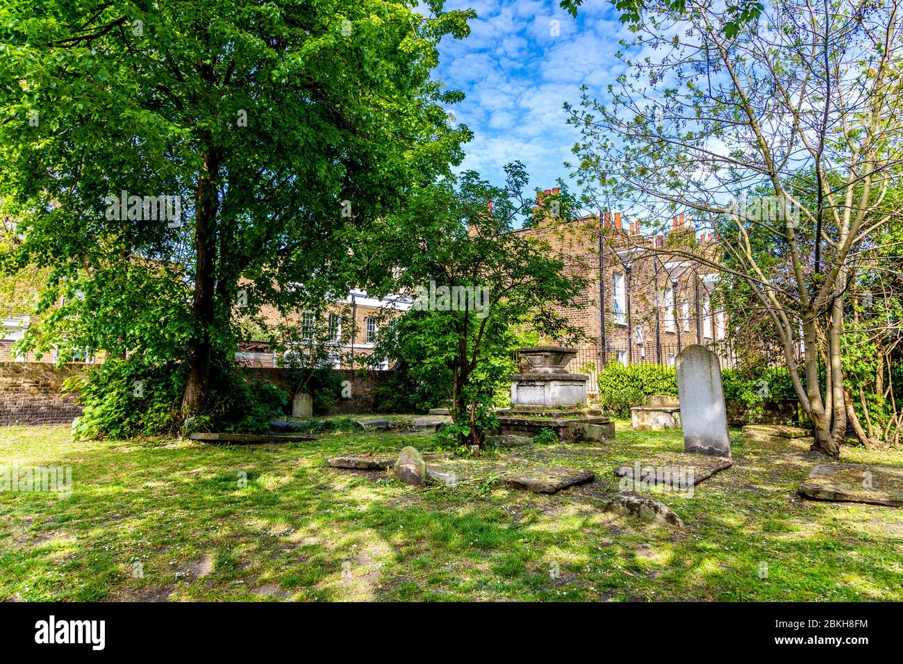 Former site of Stepney Meeting House Burial Ground (Mercers Burial Ground), London, UK Stock Photo