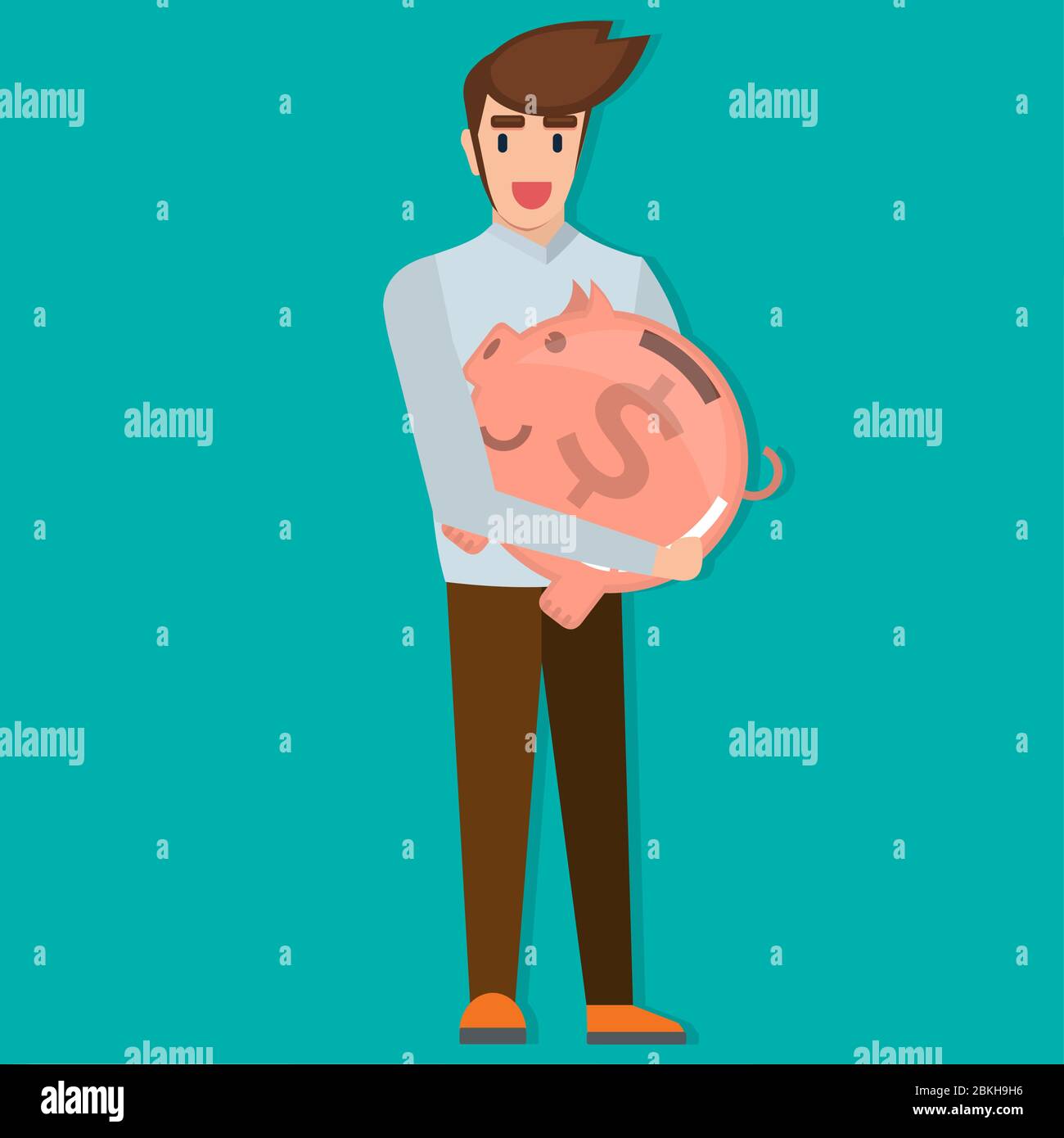 businessman holding on piggy bank for investment concept vector ...