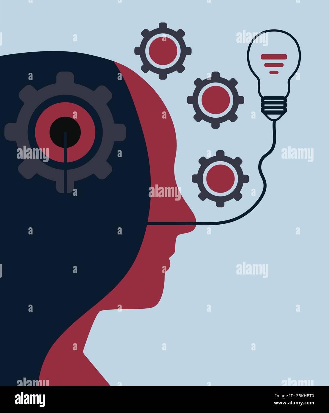 Human head with gears, thinking progress concept and ideas.vector ...