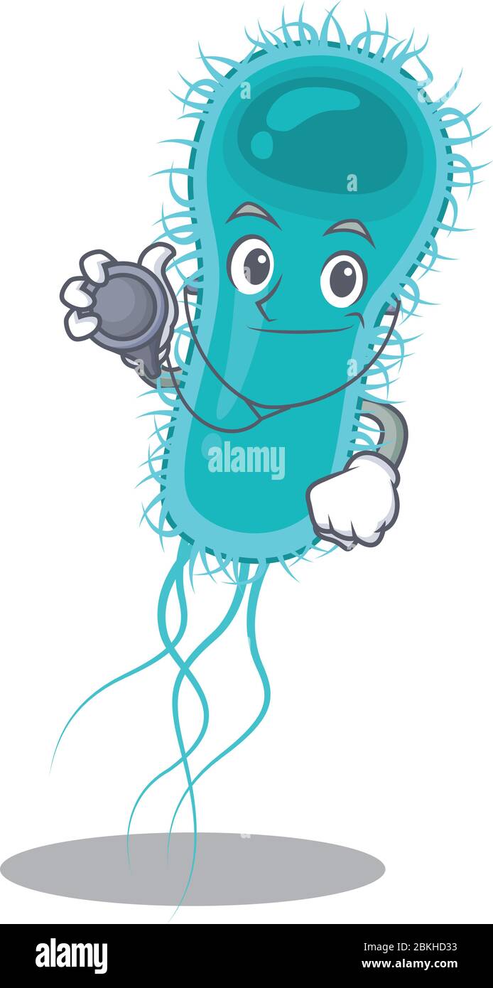 Escherichia coli bacteria in doctor cartoon character with tools Stock ...
