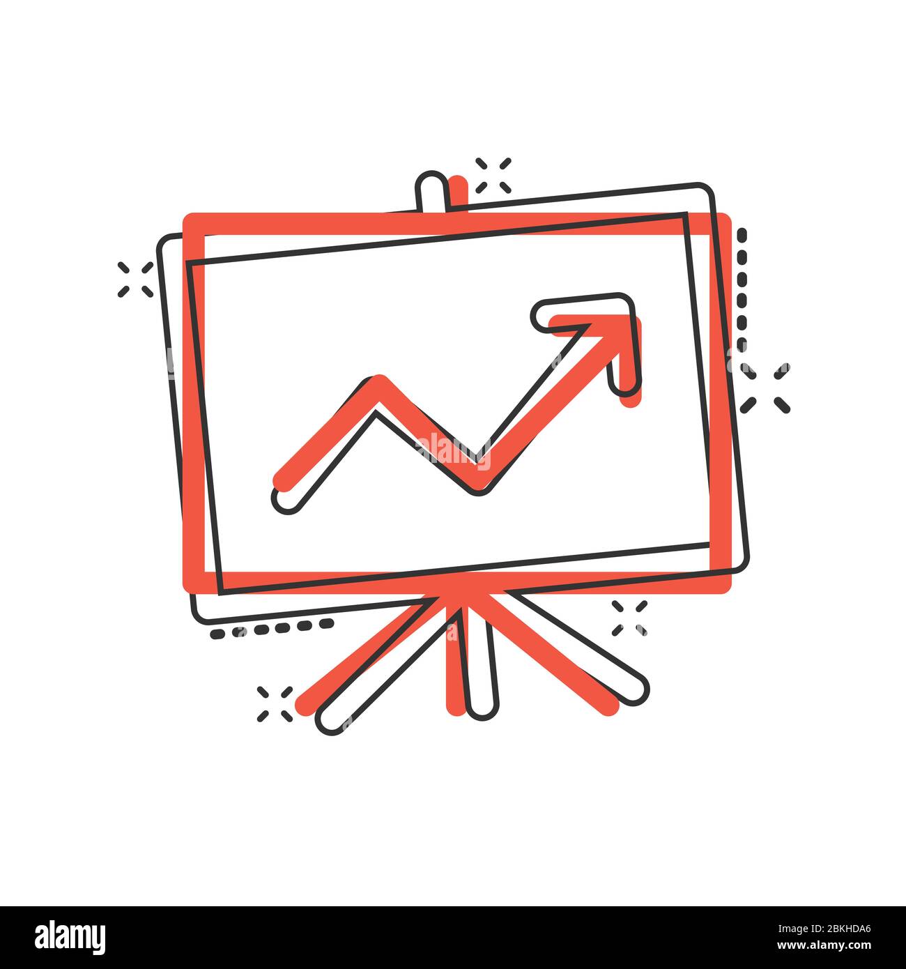 Growth diagram icon in comic style. Finance chart cartoon vector ...