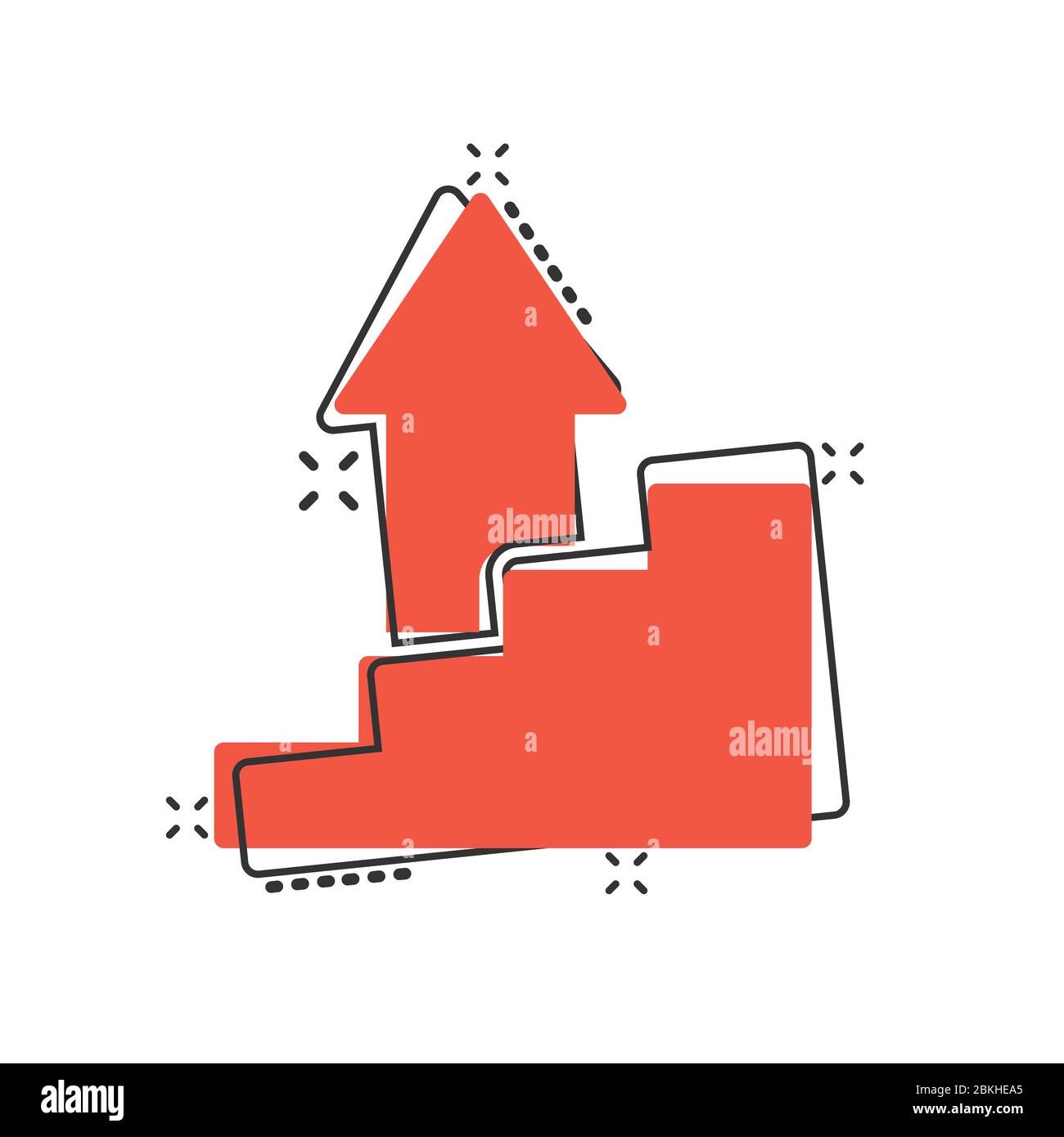Chart graph icon in comic style. Arrow grow cartoon vector illustration ...