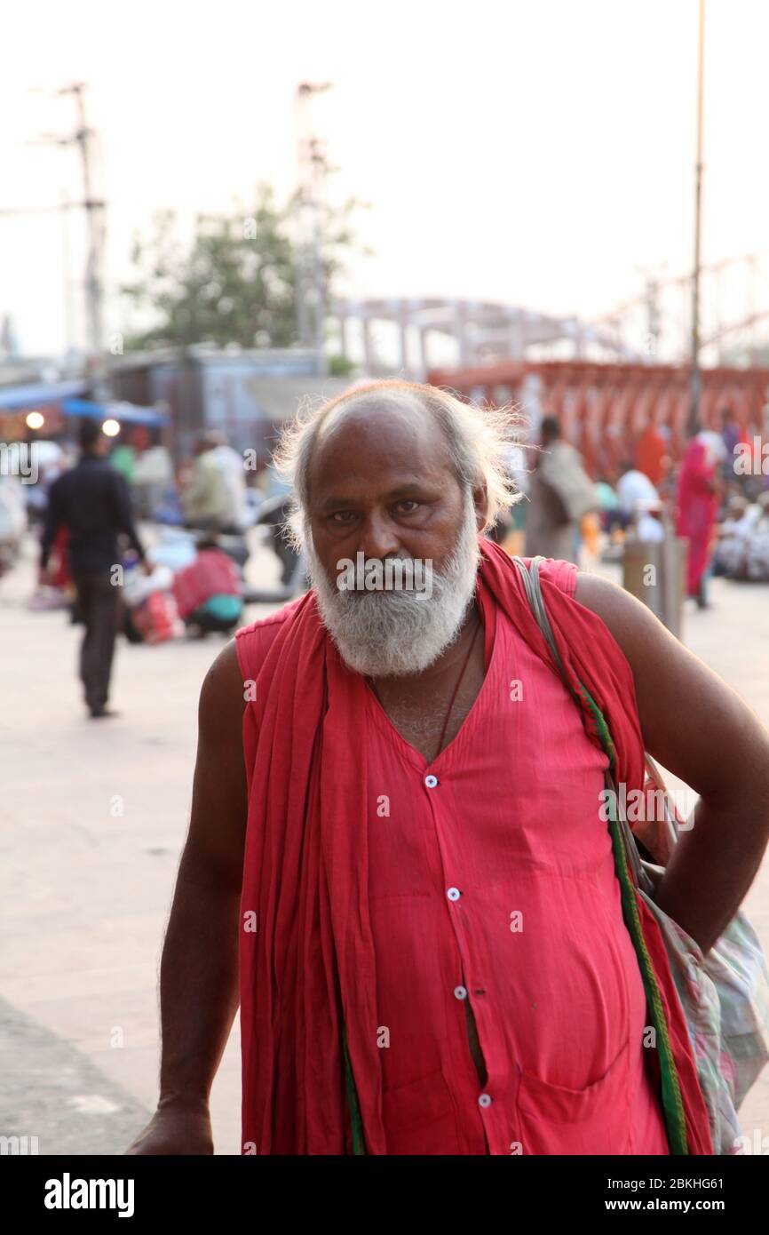 Indian Baba Swami Sadhu Holyman Saddhu in front of temple Haridwar ...