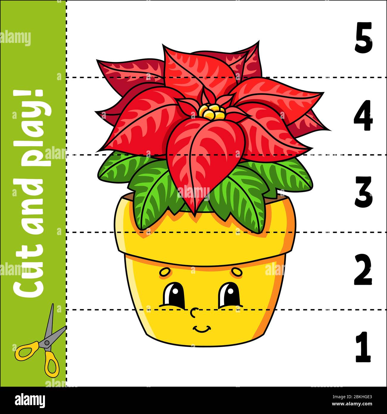 Learning numbers 1-5. Cut and play. Poinsettia flower. Education worksheet.  Game for kids. Color activity page. Puzzle for children. Riddle for presch  Stock Vector Image & Art - Alamy