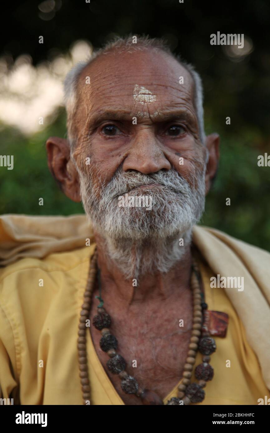 Indian Baba Swami Sadhu Holyman Saddhu in front of temple Haridwar ...