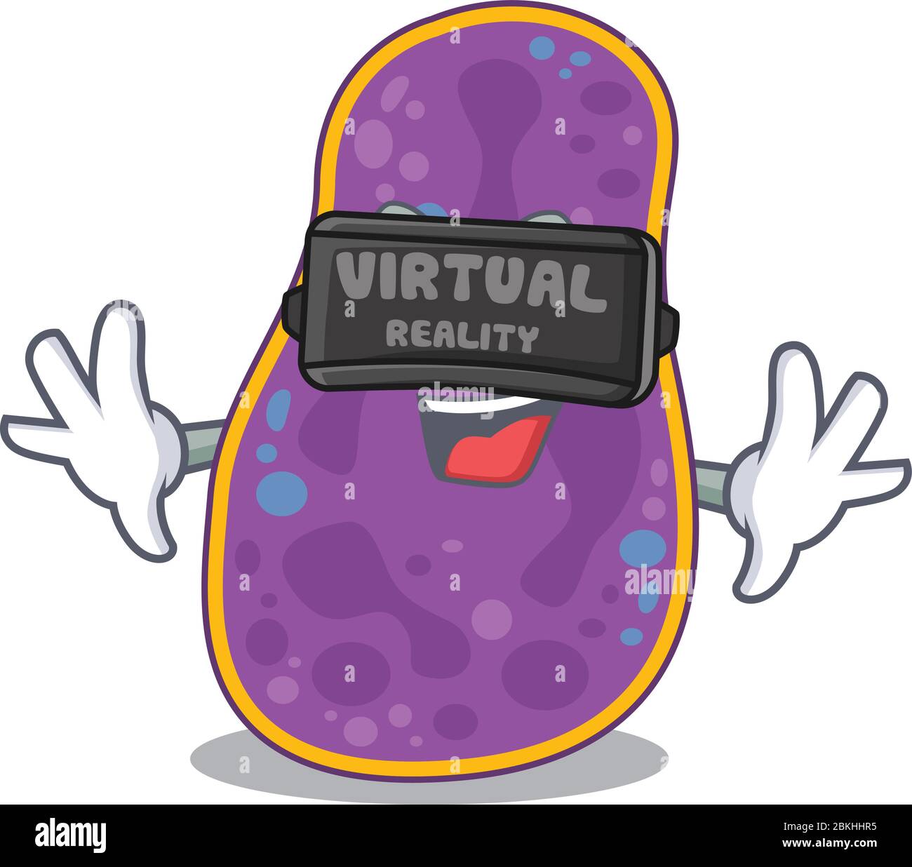 Cartoon design style of shigella sp. bacteria with modern Virtual Reality headset Stock Vector