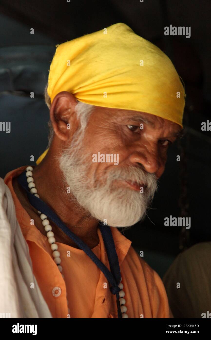 Indian Baba Swami Sadhu Holyman Saddhu in front of temple Haridwar ...