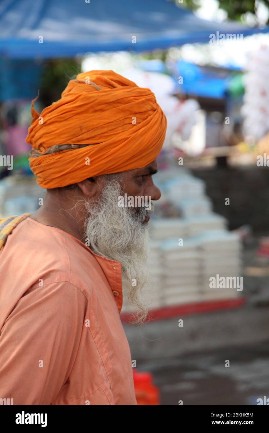 Indian Baba Swami Sadhu Holyman Saddhu in front of temple Haridwar ...