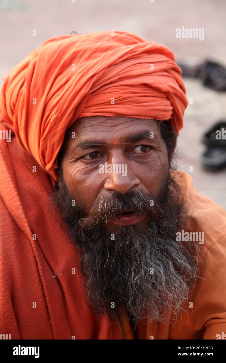 Indian Baba Swami Sadhu Holyman Saddhu in front of temple Haridwar ...