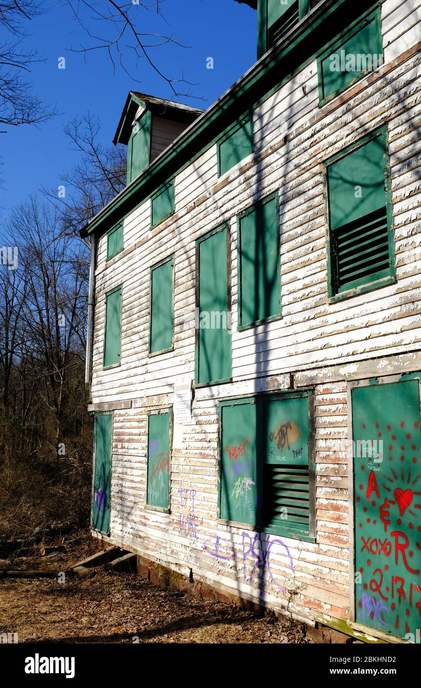 An abandoned house in the deserted village of Feltville.Berkeley Heights.New Jersey.USA Stock Photo