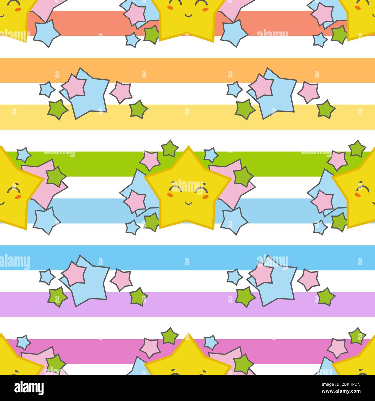 Colored seamless pattern with cute cartoon character. Simple flat ...