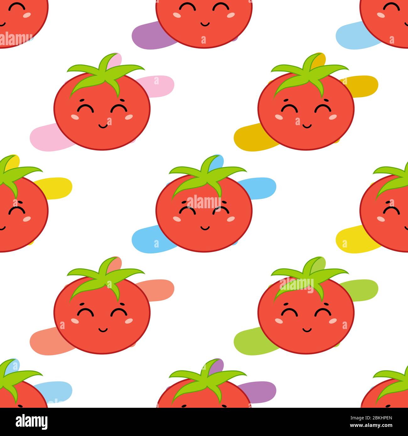 Colored seamless pattern with cute cartoon character. Simple flat ...