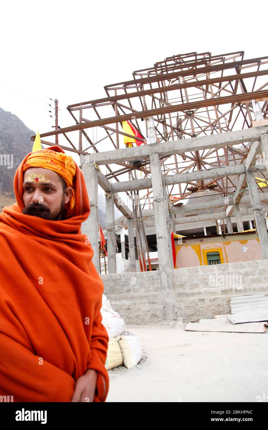 Indian Baba Swami Sadhu Holyman Saddhu in front of temple Haridwar ...