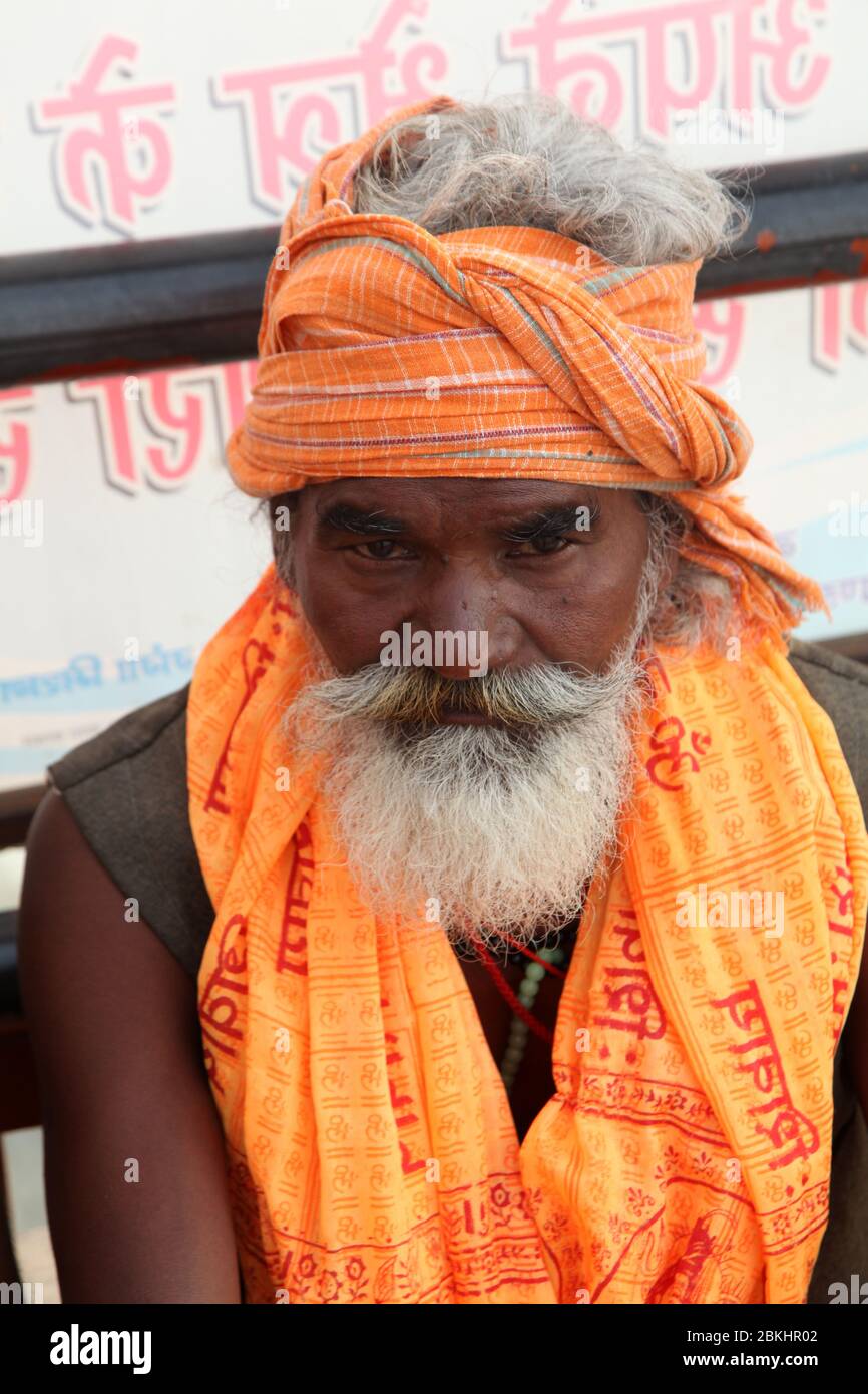 Indian Baba Swami Sadhu Holyman Saddhu in front of temple Haridwar ...