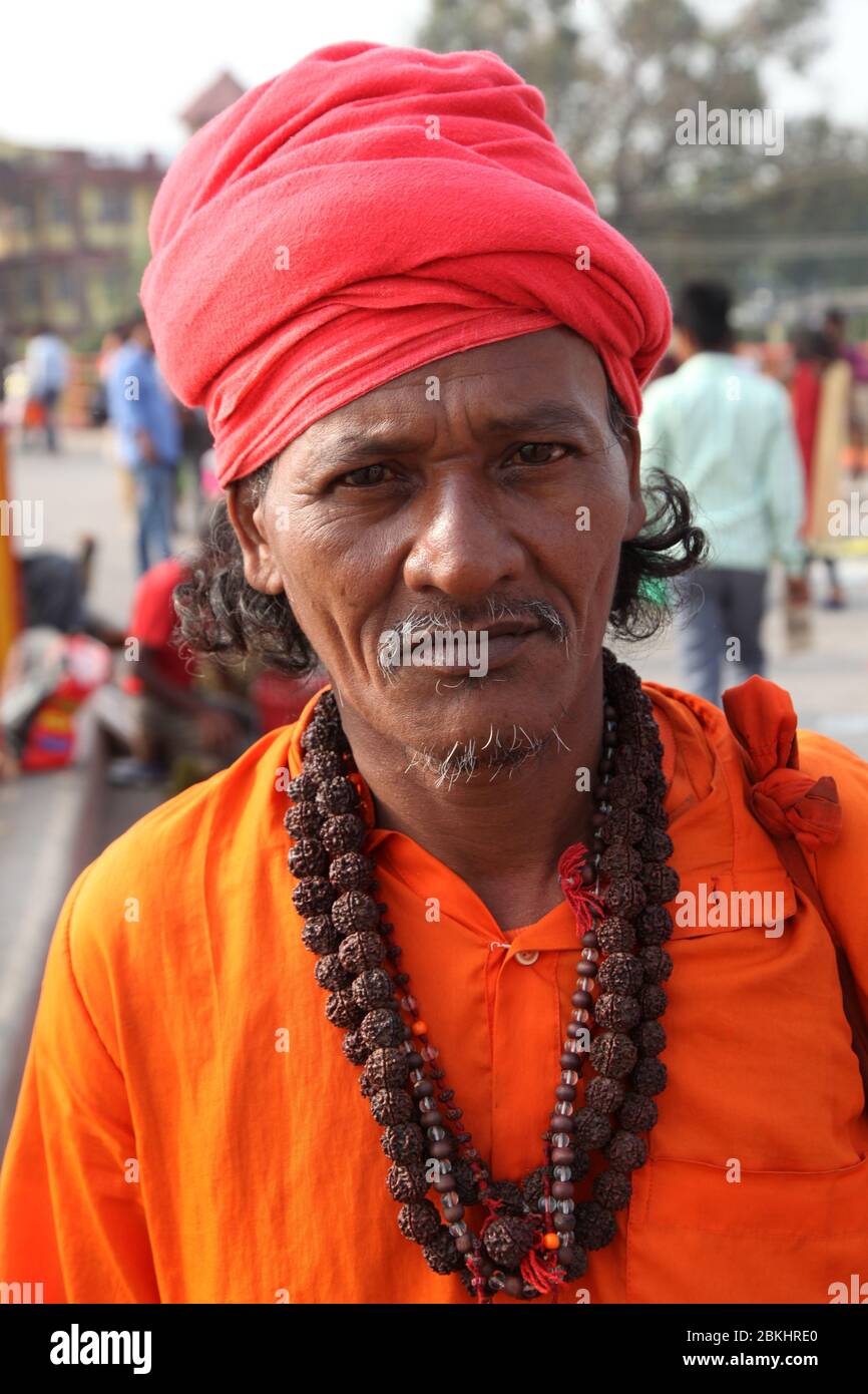 Indian Baba Swami Sadhu Holyman Saddhu in front of temple Haridwar ...