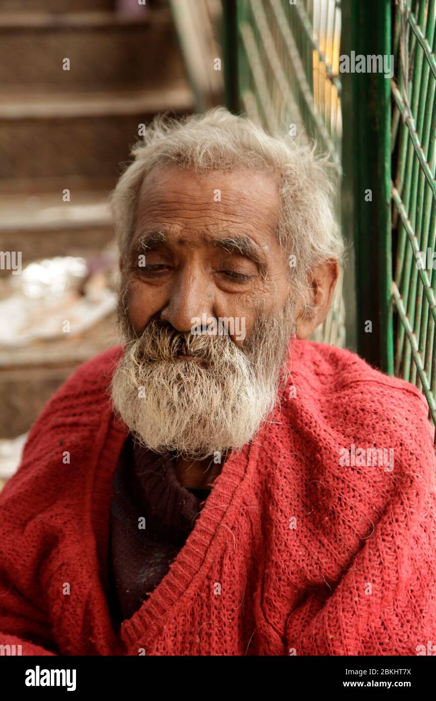 Indian Baba Swami Sadhu Holyman Saddhu in front of temple Haridwar ...