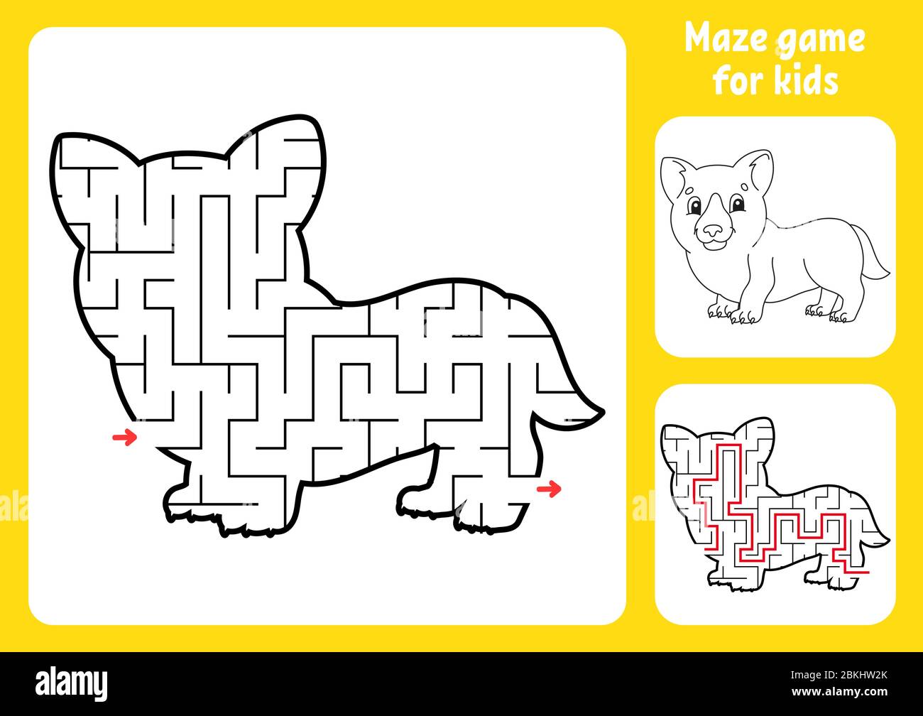 Vector Illustration Game Dog Maze Find Way Dog Food Container Stock Vector  by ©dualoro 210103676