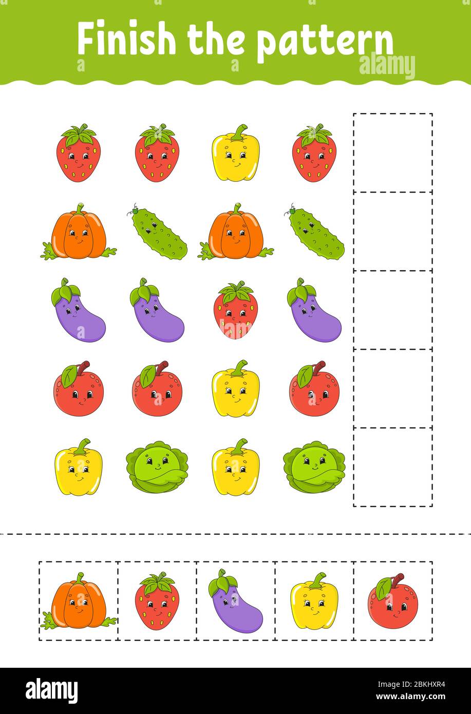 Finish The Pattern Cut And Play Fruits And Vegetables Education