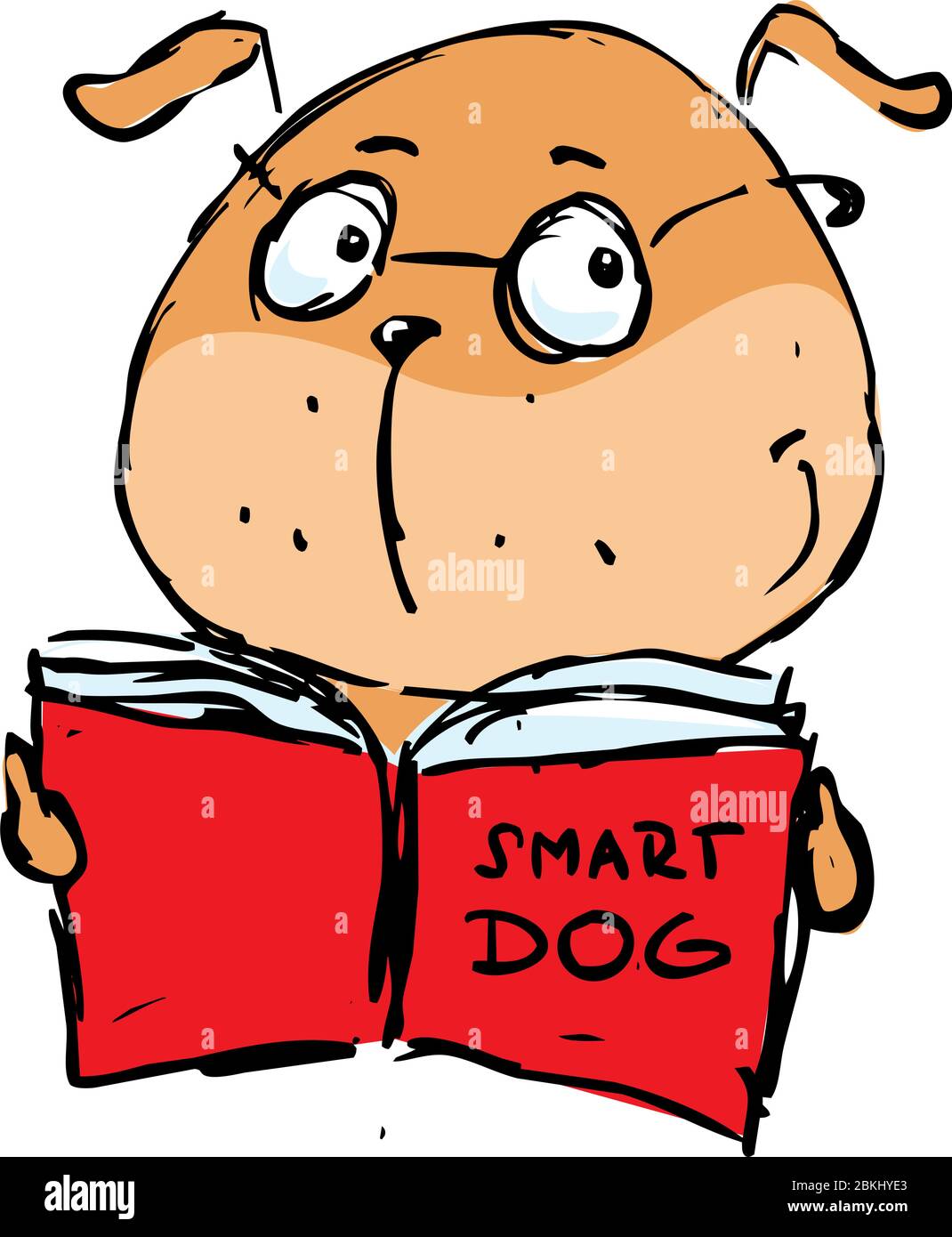 Smart dog reading book - Vector illustration Stock Vector