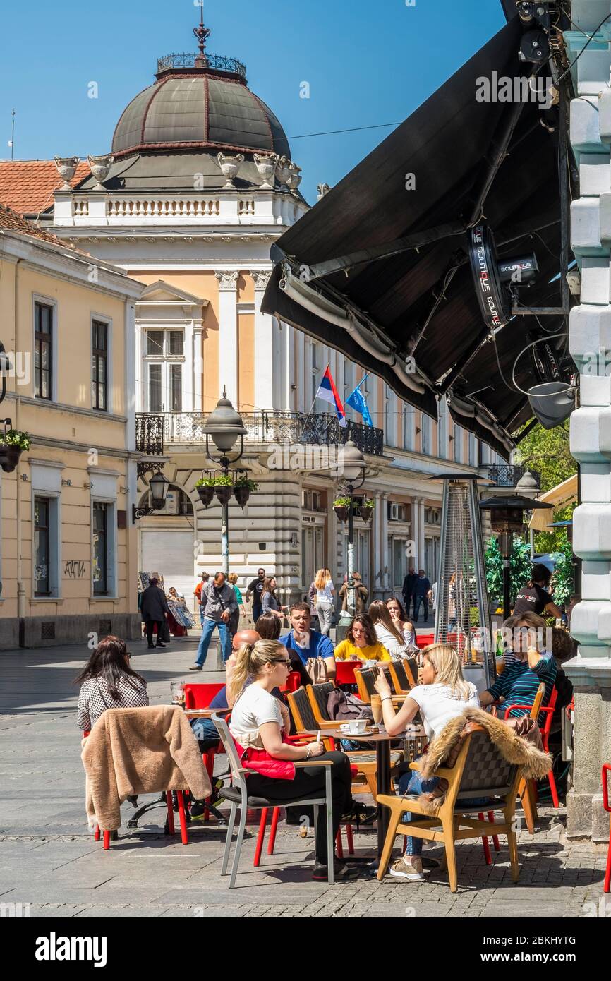 Serbia, Central Serbia, Belgrade, cafe terrace in the city center Stock Photo