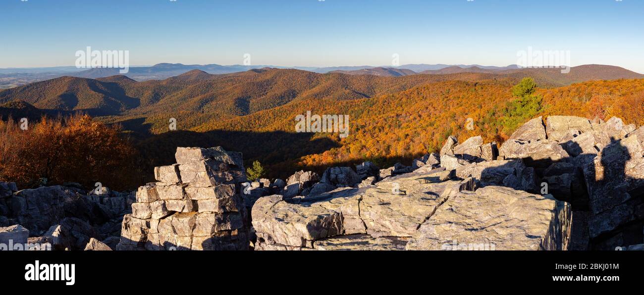 USA, Virginia, Shenandoah National Park in the fall, BlackRock Lookout Stock Photo
