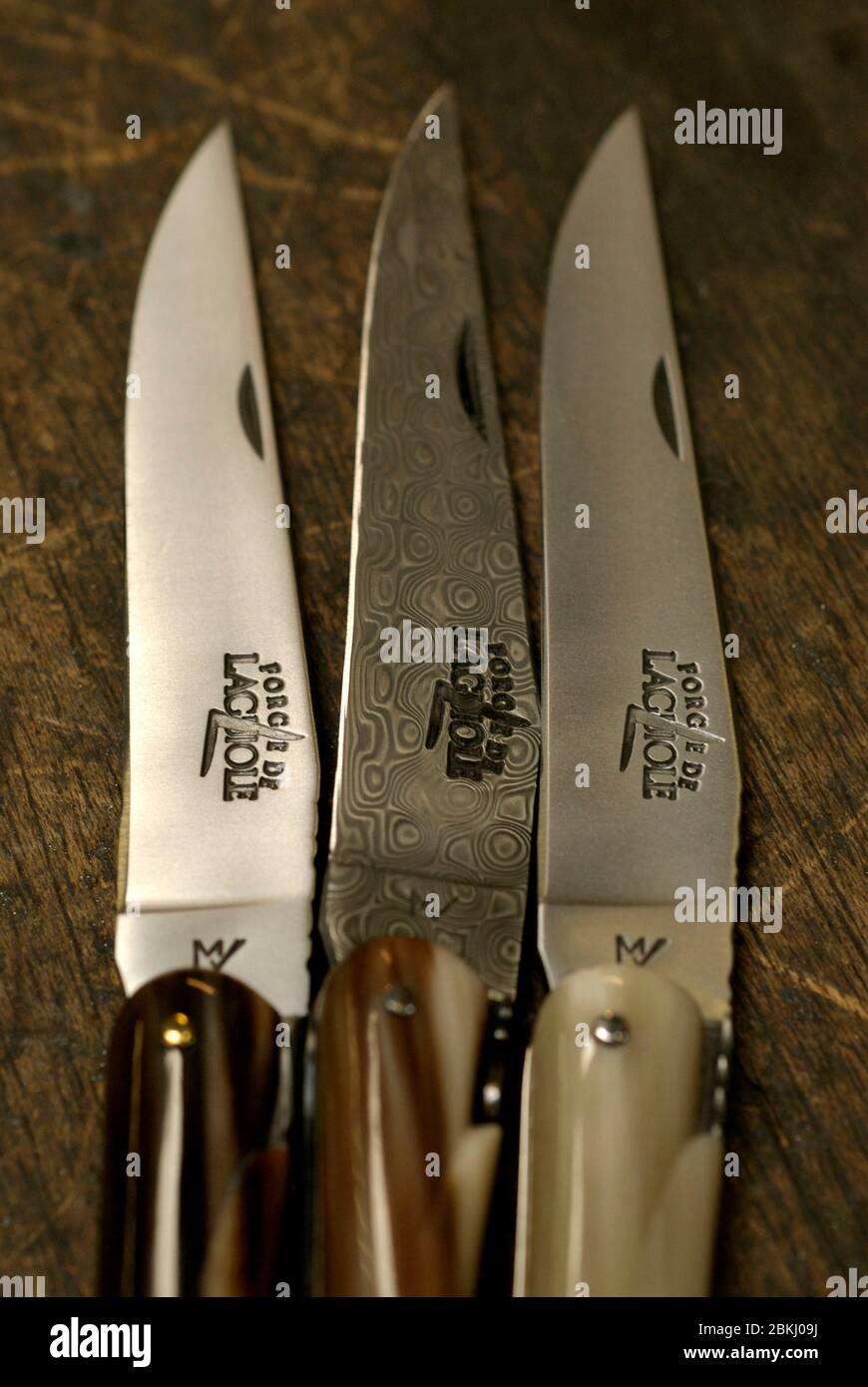 France, Aubrac plateau, manufactures laguiole knives Stock Photo