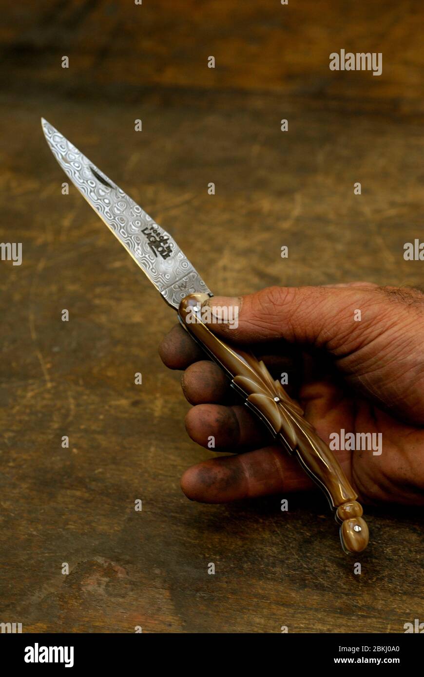 France, Aubrac plateau, manufactures laguiole knives Stock Photo