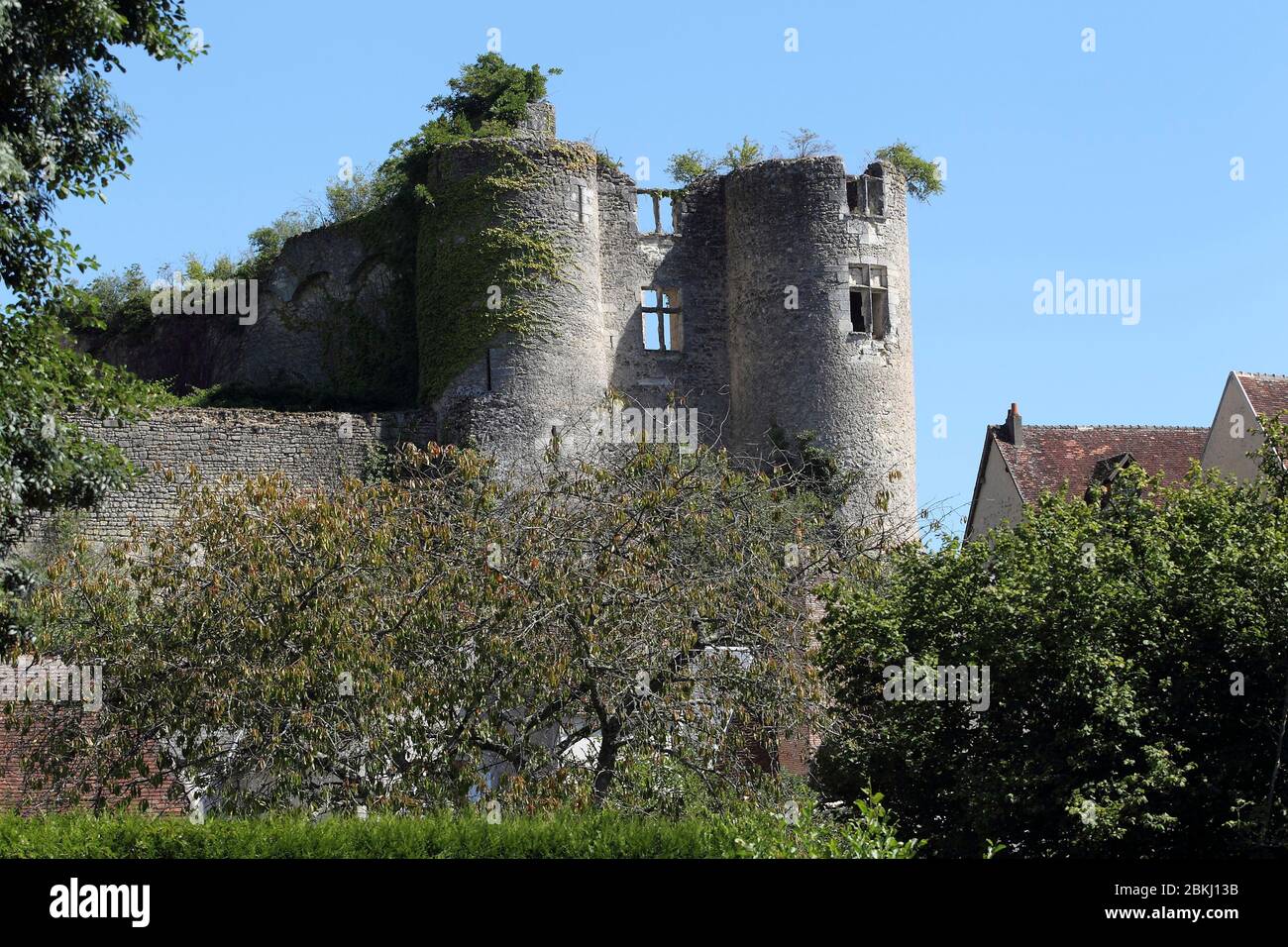 France, Indre et Loire, Loire valley listed as World Heritage by UNESCO, Montrésor, classified The Most Beautiful Villages of France, Château de Montrésor, the oldest part dating from the 14th century Stock Photo