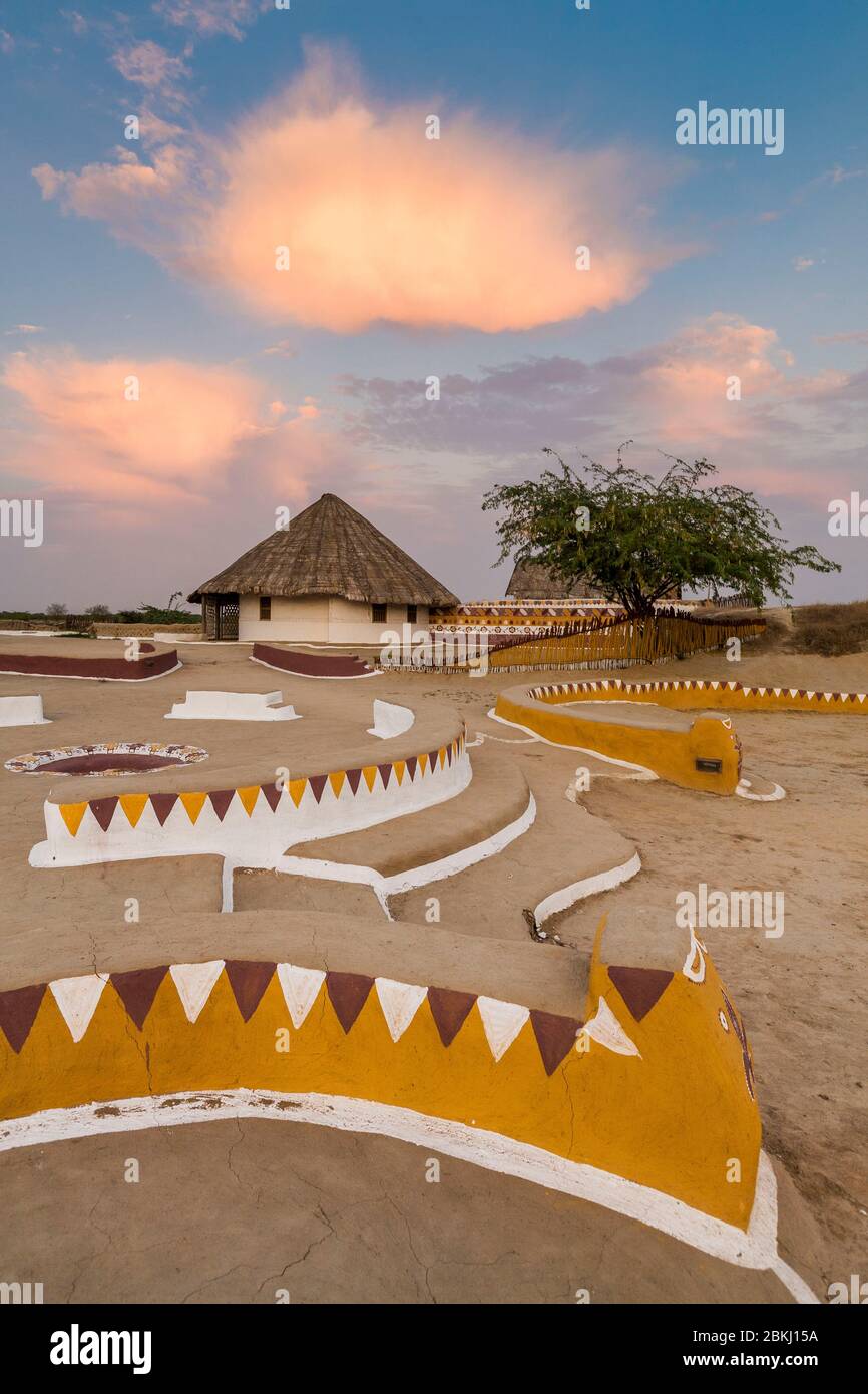 India, Gujarat State, Kutch region, Hodka village, near Bhuj, luxury and eco-friendly accommodation in the desert Stock Photo