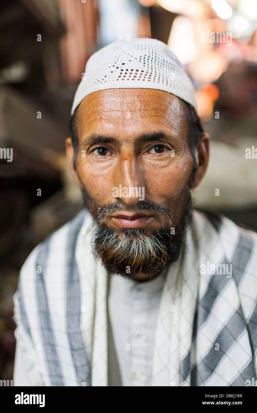 India, Gujarat State, Ahmedabad, portrait of a muslim man Stock Photo