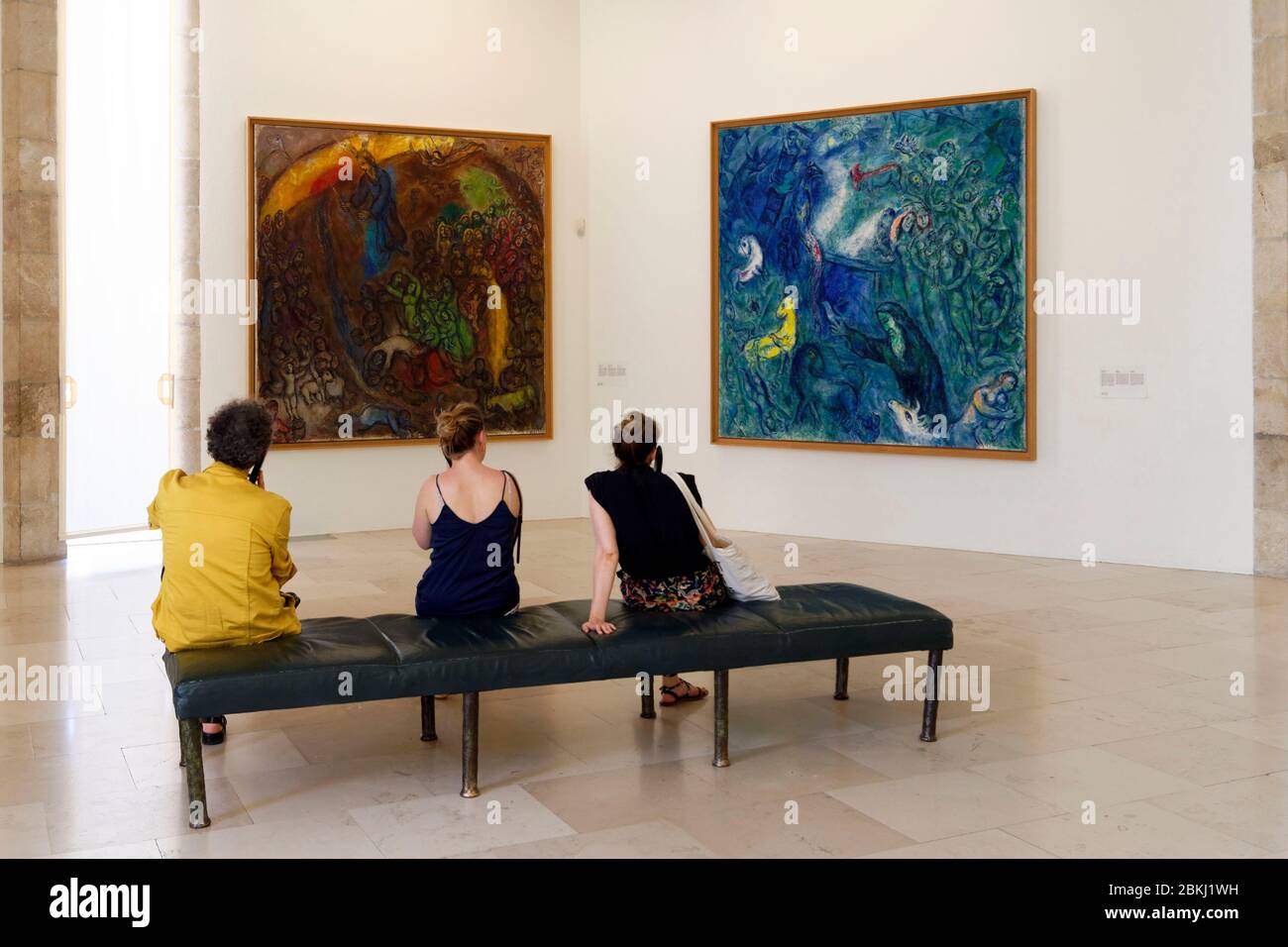 France, Alpes Maritimes, Nice, National Museum of Marc Chagall by architect Andre Hermant and created at the initiative of Andre Malraux, hall of the Biblical Message paintings, Moses striking the Rock and Noah's Ark Stock Photo