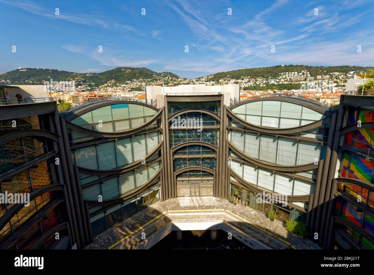 France, Alpes-Maritimes, Nice, old town district, the Modern and Contemporary Arts Museum (MAMAC), the terraces Stock Photo