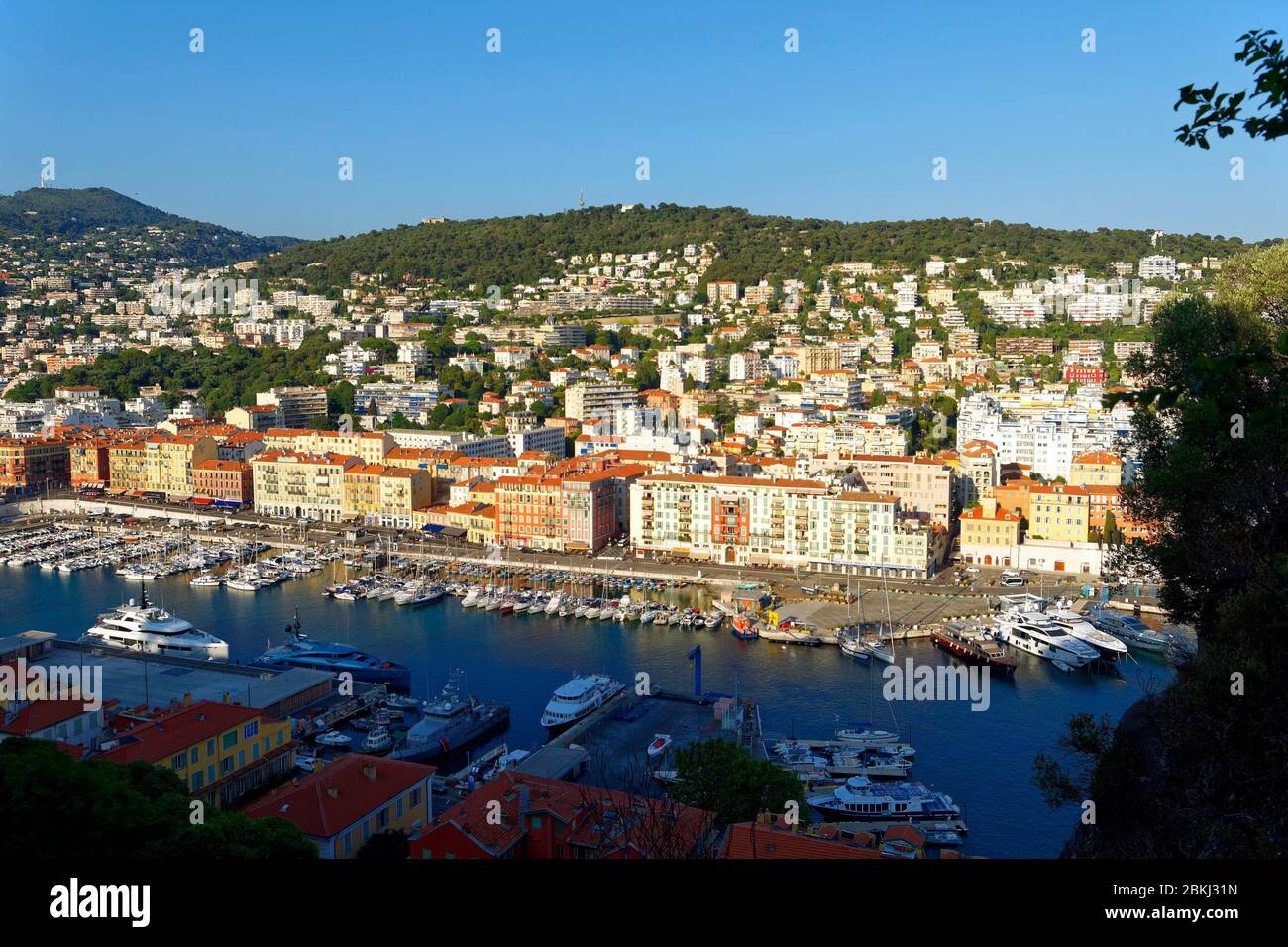 France, Alpes-Maritimes, Nice, the old port or Lympia port from the castle hill Stock Photo