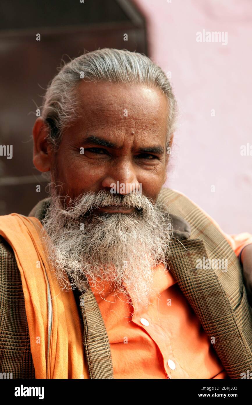 Indian Baba Swami Sadhu Holyman Saddhu in front of temple Haridwar ...