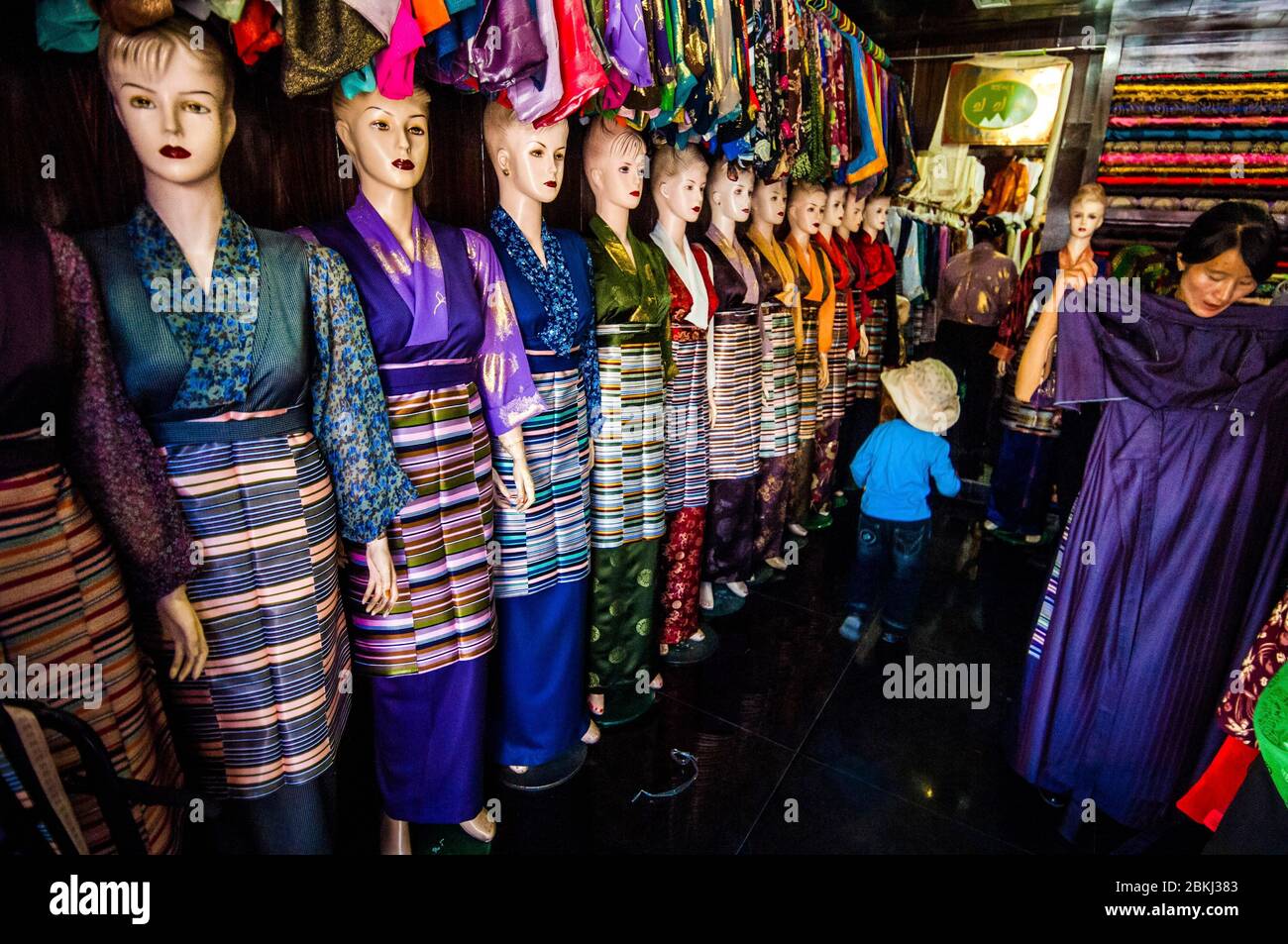 China, Central Tibet, Ü Tsang, Lhasa, Tibetan tunic shop Stock Photo