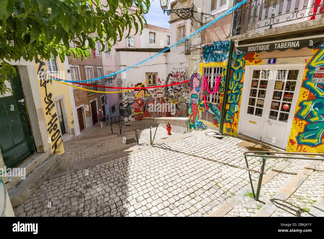 Portugal, Lisbon, Mouraria district, escadinhas de são cristóvão Stock Photo