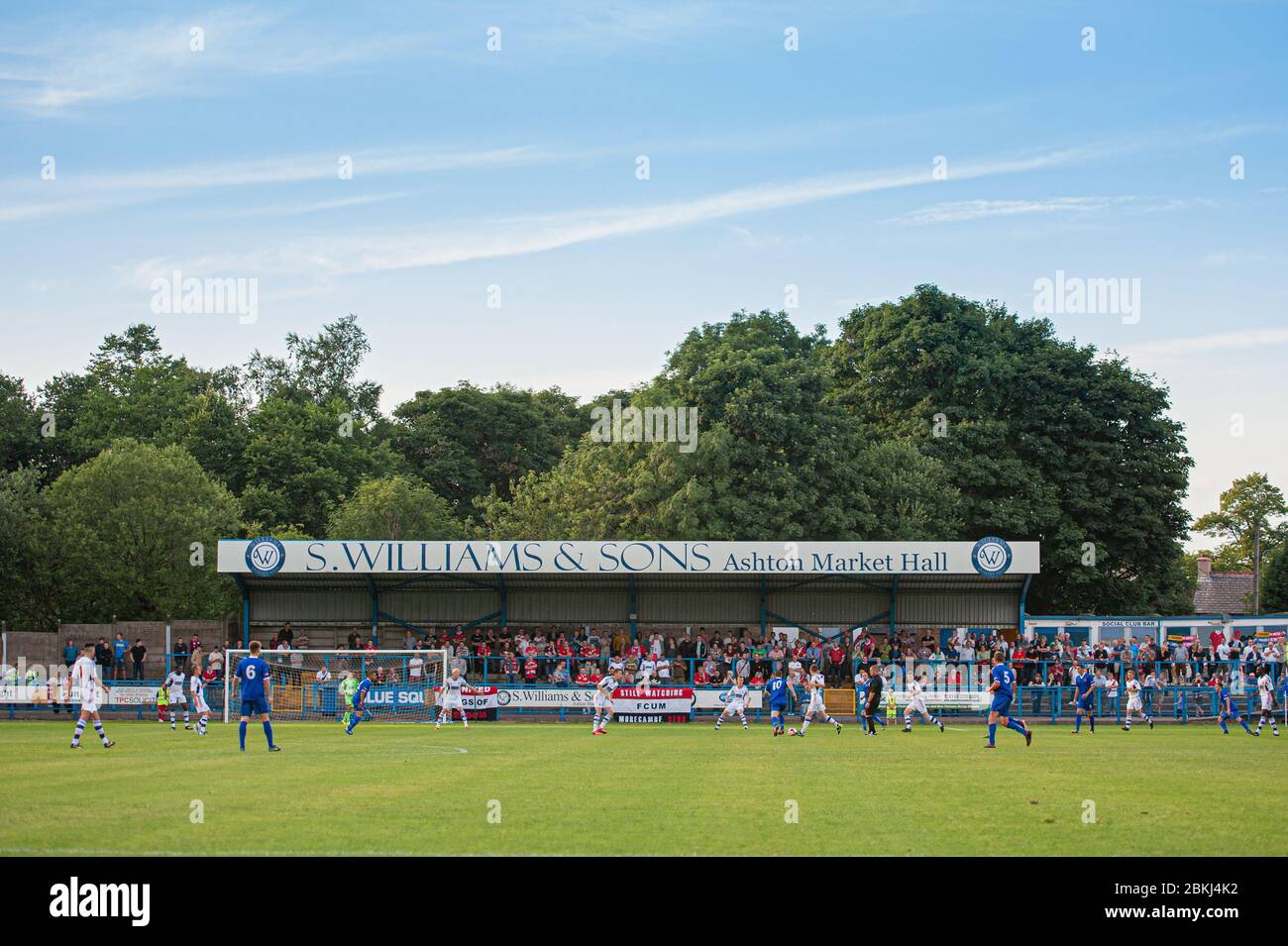 Bower Fold, Stalybridge, home of Stalybridge Celtic FC pictured hosting a friendly between FC United of Manchester and Bolton Wanderers FC. Stock Photo
