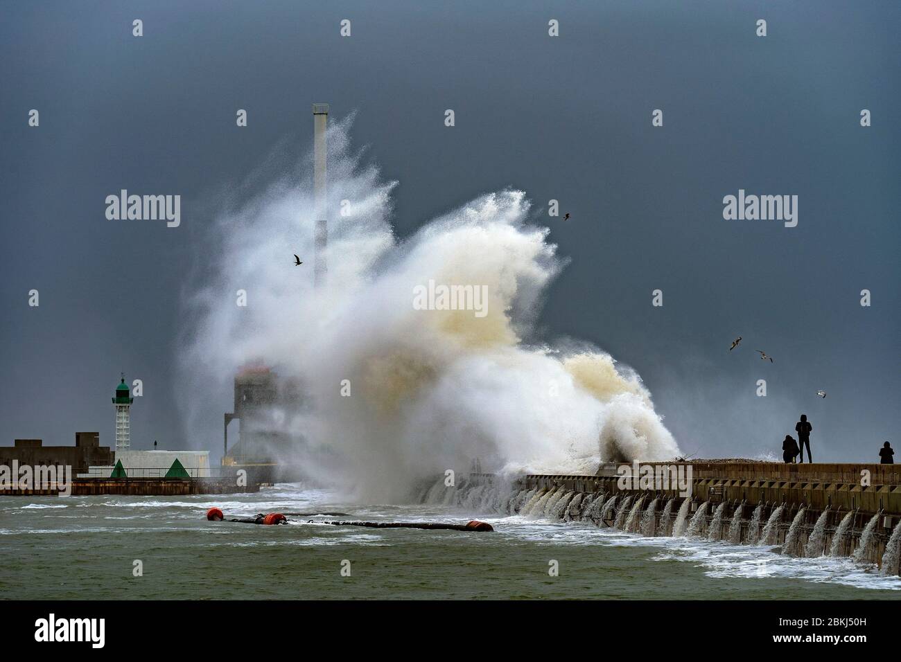 France, Seine Maritime, Le Havre, the north dike during the Ciara storm Stock Photo