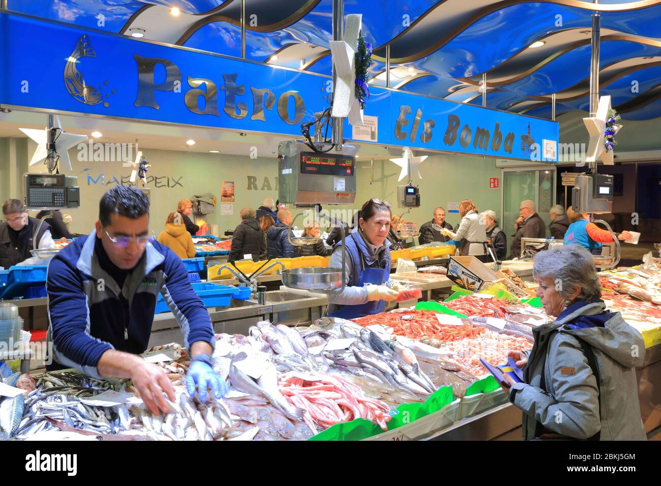 Spain, Catalonia, Baix Empordà Costa Brava, Palamós, fish market Stock Photo